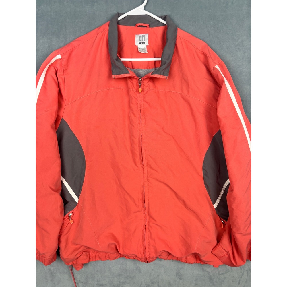 Afi Sport Mens 3X Windbreaker Jacket Coral Orange Gray Full Zip Sporty Coat